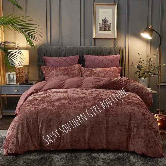 🆕⭐Rose mauve pink velvet duvet cover set - Picture 6 of 8